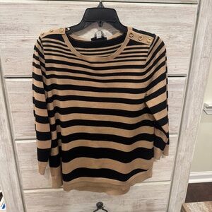 Cable & Gauge Black and Tan Striped Top